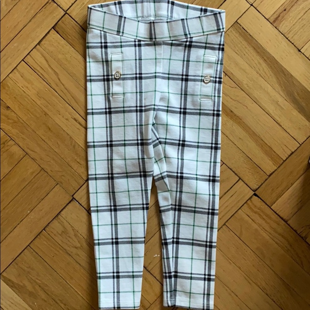 Black, green and white toddler girl formal pants
